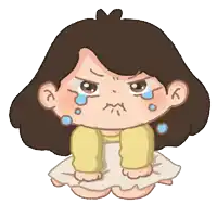 a cartoon drawing of a girl crying with tears running down her face