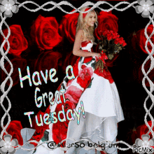 Have A Great Tuesday Girl GIF - Have A Great Tuesday Girl Flowers GIFs