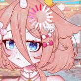 a cartoon girl with a crown on her head and a hamster in her hair