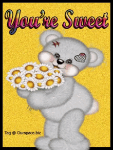 Youre Sweet Flowers GIF - Youre Sweet Flowers Teddy Bear GIFs