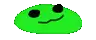 a pixel art drawing of a green frog 's eye with a black pupil .