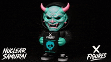 a nuclear samurai figure is holding a box