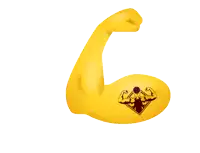 a yellow fist with a silhouette of a man flexing his muscles