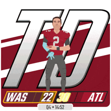 a football player in a red jersey with the number 2