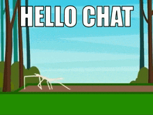 a cartoon of a stick figure with the words hello chat