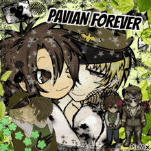 a picture of a couple kissing with the words pavian forever