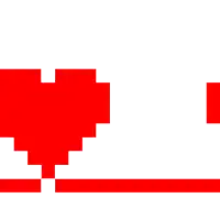 a pixel art of a red heart and a red line .