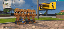 a screenshot of a video game shows a billboard with the number 22