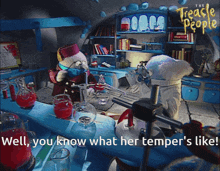 a poster for the treacle people shows two cartoon characters working in a laboratory