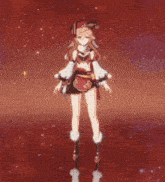 a girl in a santa hat is holding a sword in her hand .