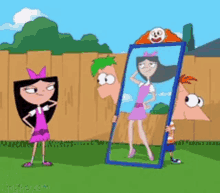 Phineas And Ferb Isabella GIF - Phineas And Ferb Isabella Mirror GIFs