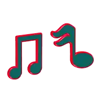 a green and red music note with a white background