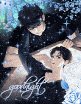 a picture of two boys with the words goodnight written on it