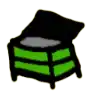 a black and green drawing of a dresser with a green stripe on the side .