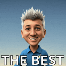 a caricature of a man with the words " the best " behind him