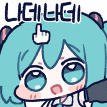 a cartoon of a girl with a middle finger on her head and the words " licilicili " above her