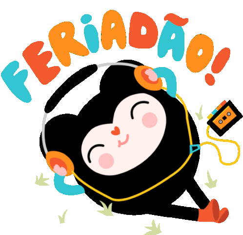 Cute Critter Listening To Music With Caption Long Weekend In Portuguese Sticker - We Lovea Holiday Feriados Google Stickers