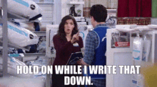 Superstore Amy Sosa GIF - Superstore Amy Sosa Hold On While I Write That Down GIFs