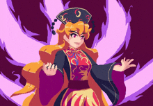 a pixel art drawing of a woman in a kimono