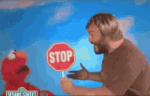 Stop Sign Elmo GIF - Stop Sign Elmo Jack Black GIFs