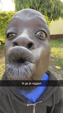 a man making a funny face with the words ik ga je ragged on the bottom right
