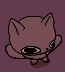 a cartoon drawing of a cat with big eyes and a long nose