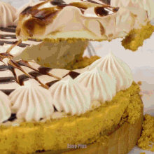 a cake with a slice taken out of it and easy plus written on the bottom