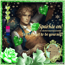 a picture of a man with the words sparkle on