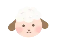 a cartoon illustration of a sheep 's face with a x on its mouth