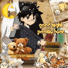 a collage of stuffed animals with the words goodnight pooka bear on the bottom
