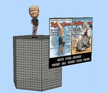 a rolling stone magazine with a cartoon of donald trump