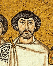 a man with a beard is in a mosaic painting