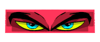 a cartoon drawing of a woman 's eyes with blue eyes