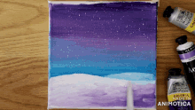 a painting of a snowy landscape is being created by galeria made in animatica
