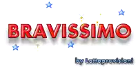 a logo for bravissimo by lottoprevisioni with blue stars