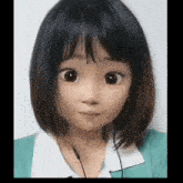 a close up of a girl with a cartoon face