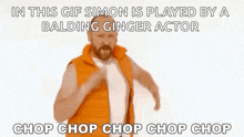a balding ginger actor is playing simon in this gif .