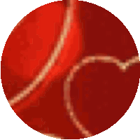 a red ball with a white stripe on the side