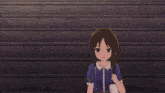 a group of anime girls are standing in a row behind a fence