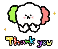 a thank you sticker with a colorful dog