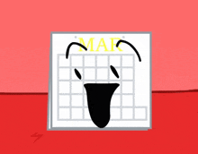 a calendar with a face on it and the month of march on it