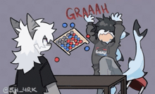 a cartoon of a person playing a board game with the word graaah written on it