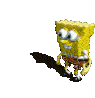 a spongebob squarepants cartoon character is standing on a white background .
