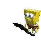 a spongebob squarepants cartoon character is standing on a white background .