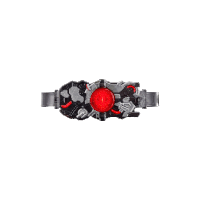 a belt buckle with a red stone in the middle