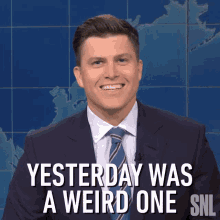 Yesterday Was A Weird One Saturday Night Live GIF - Yesterday Was A Weird One Saturday Night Live That Was Odd The Other Day GIFs