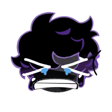 a cartoon character with purple hair is crying and has tears coming out of his eyes
