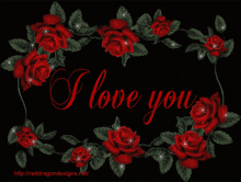 a picture of red roses with the words i love you