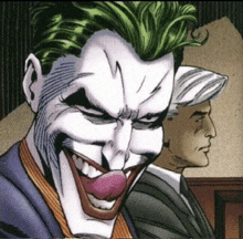 a close up of the joker with his tongue sticking out