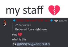 a picture of a broken heart with the words my staff below it